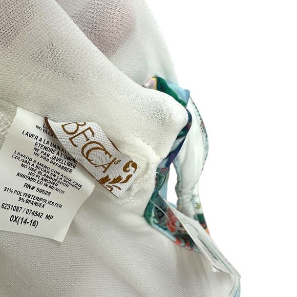 BECCA by Rebecca Virtue Femme Flora One‎ Piece Swimsuit Blue Plus Size 0X - Picture 10 of 11